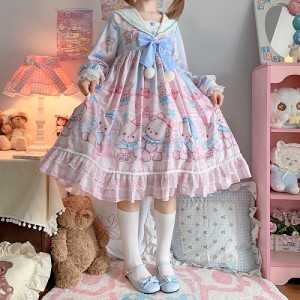 Sleepy Bear Sweet Lolita Style Dress OP (WS64)